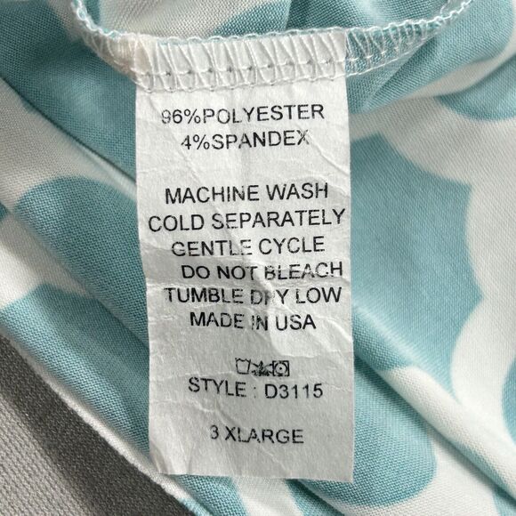 Lily Sky Dress Women's 3X Aqua Blue Midi Trellis Print Pockets 3/4 Bell Sleeves - Picture 11 of 12